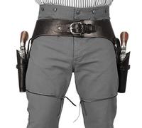 Cowboy Gun Belt,Leather Double Gun Holsters,Medieval Retro Revolver Belt Case,Steampunk Costume for Halloween Cosplay Party(Coffee Brown)