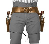 Cowboy Gun Belt,Leather Double Gun Holsters,Medieval Retro Revolver Belt Case,Steampunk Costume for Halloween Cosplay Party(Dark Brown)