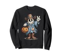 Cowboy Halloween Denim Patch Western Country Cowgirl Ghost Sweatshirt
