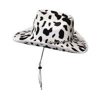 Cowboy Hat 2pcs White Cowgirl Hats Pink Star with Sequin Trim Fringe Adjustable Neck Draw String Cowboy Hat for Costume Party For Party Coffee(Black white)