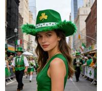 Cowboy Hat | Adjustable Green Party Costume with Shamrock Pattern,Womens Cowboy Hat - for Boys Festival Country Party Trucker Decorations