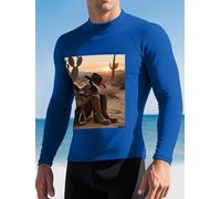Cowboy Hat and Boot Men's Rash Guard Swim Shirts UPF 50+ Long Sleeve Compression Surfing Wetsuit Top Quick Dry