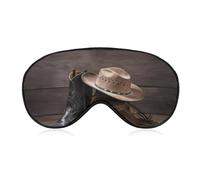 Cowboy Hat and Boots Eye Mask, Side Sleeping Mask Light Blindfold Sleeping Mask Nose Pad and Elastic Band for Children Women and Men