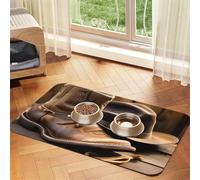 Cowboy Hat and Boots print Cats Pet Bowl Placemat Pet Feeding Mats for Dogs, Non-Slip PU Leather Tablecloth for Pets