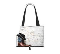 Cowboy Hat and Boots Printed Foldable Pet Bag - Portable Puppy Cat Travel Handbag Tote,Pet Carrier Backpacks.