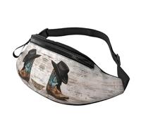 Cowboy Hat and Boots Waist Bag Bumbags for Men Women, Print Polyester Waist Pack for Travel Walking Sport with Adjustable Strap