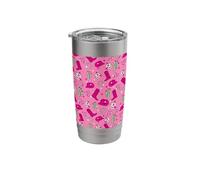 Cowboy Hat & Boot & Disco Ball Pattern Hot Pink Cowgirl Stainless Steel Insulated Tumbler