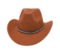 Cowboy hat, British Style, Women's Cowboy hat, Adult Style, Fashionable and Versatile, Rhinestone high-end Woolen Felt hat(Camel)