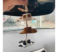 Cowboy Hat Car Charm,Country Rear View Mirror Hanging Accessories,Sunflower Cowgirl hat Cow Print Car Decor,Cute Handmade Felt Mini Hat Ornament Pendent for Women Girls (Flower)