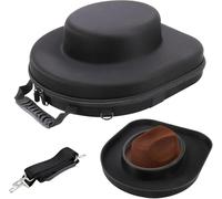 Cowboy Hat Case - Crushproof Travel Hat Box for Panama, Fedora & Baseball Caps - Hard Organizer with Handle, Shoulder & Luggage Strap for Storage & Carry-On Use (B)