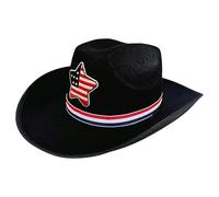 Cowboy Hat Felt Material Patriotic Flag Design | Classic Western Cowgirl Headwear with Wide Brim Costume Accessory for 4th of July Parade, Festival, or Theme Party Events