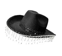 Cowboy Hat - Felt Rhinestone 15.4 Inch Shimmering Style, Western Masquerade Statement Accessory, Festival Glitter Headwear, Music Festival Outfits, Costume Party Styling, Theme Photography, Perf