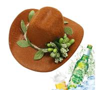 Cowboy Hat for Bottles - Small Cowboy Hat with Wreath | Little Cowboy Hats for Shooters Pretend Play Decorations, Cowboy Hat Decor for Cowboy Cowgirl Party Supplies