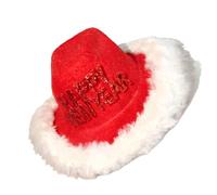 Cowboy Hat For Cat,Adjustable Headwear With White Faux Trim,Christmas Dog Costume With White Plush Trim Design | For Cats Birthday Party Wedding Hi