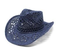 Cowboy Hat for Men and Women Adults Classic Fancy Dress Cowboy & Cowgirl Hats Felt Wide Brim - Unisex Adult Texan Cowgirl Hat Fancy Dress Party Accessory (UK, Alpha, One Size, Navy)