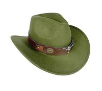 Cowboy Hat for Men and Women with Rolled Brim Fall Winter Peach Heart Crown Wool Hat Adjustable Drawstring Fashionable and Stylish, Coffee Cowboy Hats