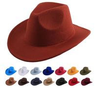 Cowboy Hat for Men Women UK Soft Felt Cowboy Wide Brim Sun Cap Fancy Dress Party Costume Outfit Vintage Cowboy Hats Lightweight Travel Outdoor Sun Hat