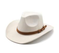 Cowboy Hat for Women Men Western Hat Cowgirl Hat Felt Cowboy Hats Wide Brim with Ribbon Jazz Hat with Ribbon Cowgirl Costume Western Hat Cowboy Hats (Beige)
