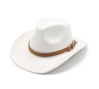 Cowboy Hat for Women Men Western Hat Cowgirl Hat Felt Cowboy Hats Wide Brim with Ribbon Jazz Hat with Ribbon Cowgirl Costume Western Hat Cowboy Hats (Cream)