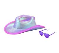 Cowboy Hat Heart Shape Costume Women Men Musical Festival Dress Up Costume Bachelorette Party Props Heart Shape Glasses Masquerade Accessories