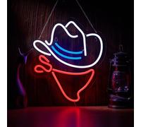 Cowboy Hat Neon Sign Beer Bar Home Art Man Cave Neon Light Handmade with Dimmable Switch LED Neon Lights Signs for Bedroom Home Office Hotel Pub Cafe Recreation Room Wall Artwork Decor