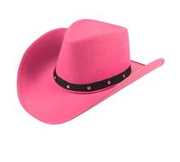 PINK COWBOY HAT WITH STUDDED BAND WESTERN FANCY DRESS ACCESSORY