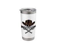 Cowboy Hat Pistols Skull Pirate Cross Bones Stainless Steel Insulated Tumbler