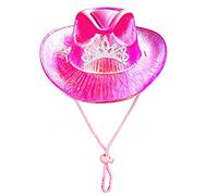 Cowboy Hat Princess Hat Adjustable Neck-string, B | Fluorescence Cowboy Hat, Party Disco Cowgirl Hat, Fashion Party Hats for Women Girl Adults