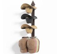 Cowboy Hat Rack for Wall, Cowboy Hat Holder Wall Mount Holds up to 4 Hats, Wooden Western Rustic Metal Hat Hanger with Arrow Sign Board, Hat Organizer for Western Hat, Fedora, Sun Hats (1 pack)