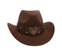 Cowboy hat, Sun Protection with Curled Brim, Wild West Style, Retro Panama, Party and Outdoor Accessories for Men and Women(Coffee)