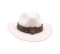 Cowboy hat, Sun Protection with Curled Brim, Wild West Style, Retro Panama, Party and Outdoor Accessories for Men and Women(White)