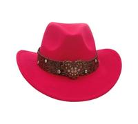 Cowboy hat, Sun Protection with Curled Brim, Wild West Style, Retro Panama, Party and Outdoor Accessories for Men and Women(Rose)