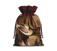 Cowboy Hat Western Boot Christmas New Year Candy Gift Bags S Size Drawstring Bags for Kids Xmas Holiday Xmas Eve Presents