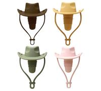 Cowboy Hat Wine Bottle Stopper, 4 PC Hat Shaped Wine Stoppers, Funny Cowboy Hats Champagne Bottle Silicone Cap Sealing, Reusable Bottles Stoppers Novelty Kitchen Gadgets Accessories