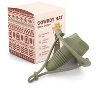 Cowboy Hat Wine Bottle Stopper, Funny Silicone Wine Plug Decorative Topper Champagne Cork Cover Cap Mother & Father Gifts to Seal and Keep Wines Fresh (Green)
