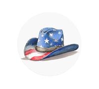 Cowboy Hat With American Flag Round Magnetic Fridge Magnets For Kitchen Durable With Enduring Magnetism