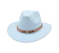 Cowboy hat with Large Brim, Western Felt hat, Made of Felt Material, for Adults, Men and Women, Retro Style, Vacation Travel(Sky Blue)