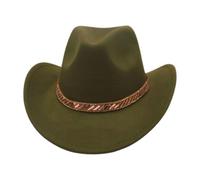 Cowboy hat with Large Brim, Western Felt hat, Made of Felt Material, for Adults, Men and Women, Retro Style, Vacation Travel(Green)