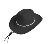 Cowboy Hat Women Stripe Of Rhinestones Cowboy Hat For Woman Girls Breathable Cowboys With Adjustable Chin Rope Western Style Hats Halloween Birthday Bachelorette Party Wild West Fancy Dress Party