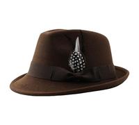 Cowboy Hats for Men Fedora Hats for Women Men Classic Retro Style Short Brim Felt Hat with Feather Bow Band Decor Stylish Panama Cap Vintage Jazz Hat Elegant Headwear for Party Wedding Coffee