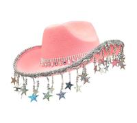 Cowboy Hats For Party - Glitter Cowboy Hat | Five-Pointed Star Tassels Headgear Country Cosplay Accessories For Graduation Events