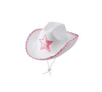 Cowboy Hats for Women Cute Pink Cowboy Hat Fluffy Feather Cap Queens Platinum Jubilee Party Hats 2022 (A-White Star, One Size)