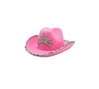 Cowboy Hats for Women Cute Pink Cowboy Hat Fluffy Feather Cap Queens Platinum Jubilee Party Hats 2022 (A-a-Pink Denim, One Size)