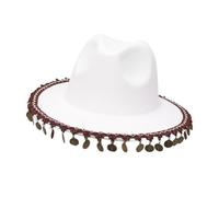 Cowboy Hats For Womens Solid Color Tassels Wide Brim Female Cap Fedora Cowgirl Hat Cosplay Women Cowboy Hat Brown