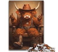 Cowboy Highland Cow JigsawPuzzle 2000 Pieces for Adults,Challenging Game And Family Play for Is Ideal As A Gift for The Whole Family (70X100cm)