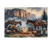 Cowboy Horse Campfire Jigsaw Puzzle, 1000 Pcs For Adults