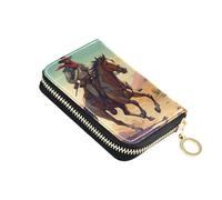 Cowboy Horse Desert Landscape Women's Wallets Leather Cute Card Holder RFID Blocking Small Travel Cash Wallet with Coin Pocket