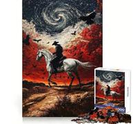 Cowboy, Horse, Galaxy, And Ravens Jigsaw Puzzles for Adults1000 Pieces Mindful Game, Fine Cut, Happy Challenge, Xmas Gift (50x75cm)