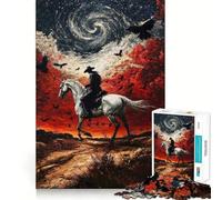 Cowboy, Horse, Galaxy, And Ravens Jigsaw Puzzles for Adults1000 Pieces Mindful Game, Fine Cut, Happy Challenge, Xmas Gift (50x75cm)