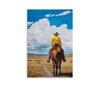 Cowboy Horse Riding Canvas Wall Art, Western Rustic Horseman Ranch Painting Hanging Paintings Poster, Wall Decor for Living Room Bedroom Restaurant 20x30inch(50x75cm)